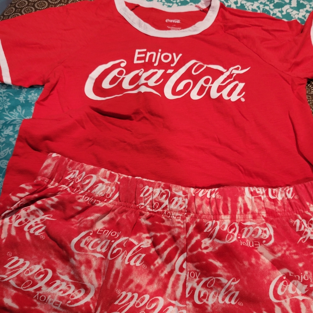 Coca cola pajamas , sleep shirt and sleep shorts